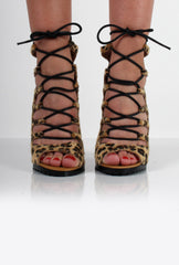 Mercedes Leopard Print Lace Up Heels-Heels
