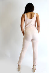 Mercedes Peach Low Neck & Back Jumpsuit-Jumpsuits