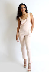 Mercedes Peach Low Neck & Back Jumpsuit-Jumpsuits