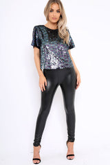 Mermaid Sequin Slouchy Crop Top - Breu-Crop Tops