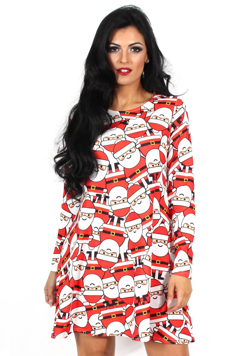 Merry Red Santa Swing Dress-Dresses
