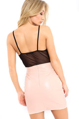 Mesh Applique Rose Bodysuit - Malena-Bodysuits