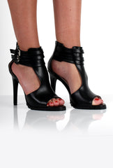 Mia Black Ankle Strap Heel-Heels