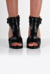 Mia Black Ankle Strap Heel-Heels