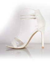 Mia White Snakeskin Strappy Heels-Heels