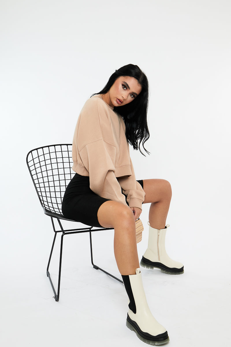 Sand Cropped Sweatshirt - Kieva