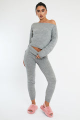 Grey Knit Cropped Jumper & Jogger Set - Kezzie