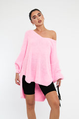 Pink Knit Oversized Jumper - Darci