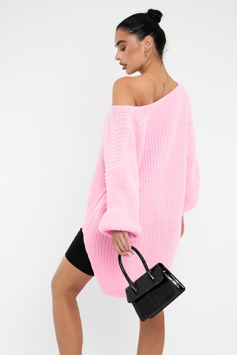Pink Knit Oversized Jumper - Darci