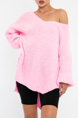 Pink Knit Oversized Jumper - Darci