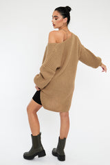 Camel Knit Oversized Jumper - Darci