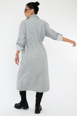Grey Relaxed Tie Waist Trench Coat - Mayva