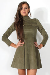 Michelle Khaki Cord Dress-Dresses