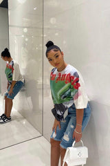 Mid Blue Distressed Longline Denim Shorts - Dakotah-Shorts