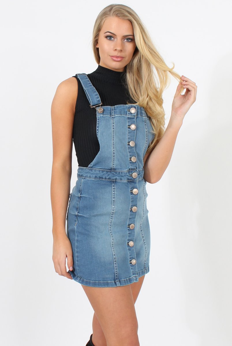 Mid Blue Dungarees Dress - Sunni-Dresses