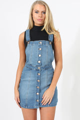 Mid Blue Dungarees Dress - Sunni-Dresses