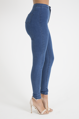 Mid Blue High Waisted Skinny Jeans - Taylor-Jeans