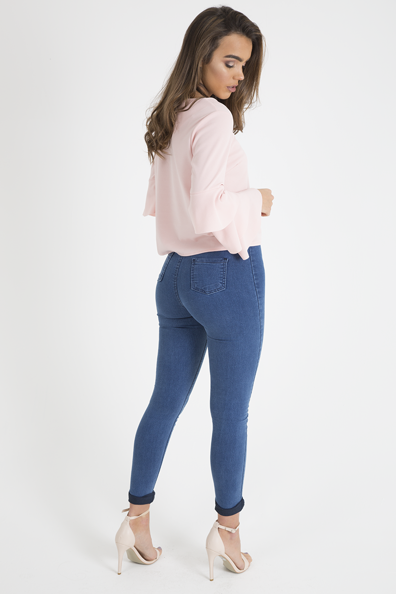 Mid Blue High Waisted Skinny Jeans - Taylor-Jeans