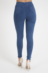 Mid Blue High Waisted Skinny Jeans - Taylor-Jeans