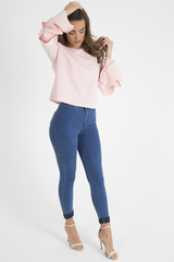 Mid Blue High Waisted Skinny Jeans - Taylor-Jeans