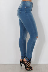 Mid Blue High Waisted Super Skinny Jeans -Olivia-Jeans