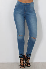 Mid Blue High Waisted Super Skinny Jeans -Olivia-Jeans