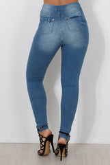 Mid Blue High Waisted Super Skinny Jeans -Olivia-Jeans