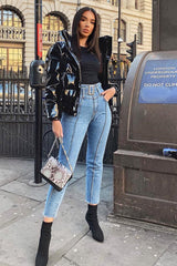 Mid Wash Belted Straight Leg Jeans - Crosley-Jeans