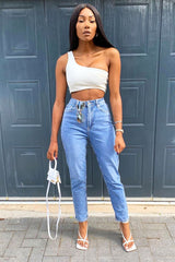 Mid Wash Blue Mom Fit Jeans - Parisa-Jeans