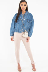 Mid Wash Crop Denim Jacket - Austen-Jackets