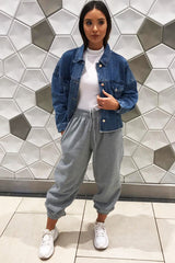 Mid Wash Crop Denim Jacket - Austen-Jackets