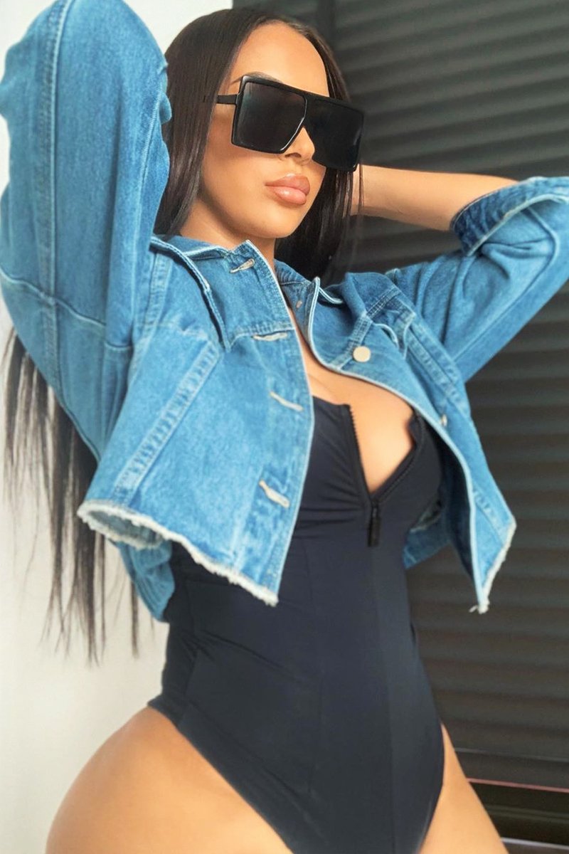 Mid Wash Crop Denim Jacket - Austen-Jackets