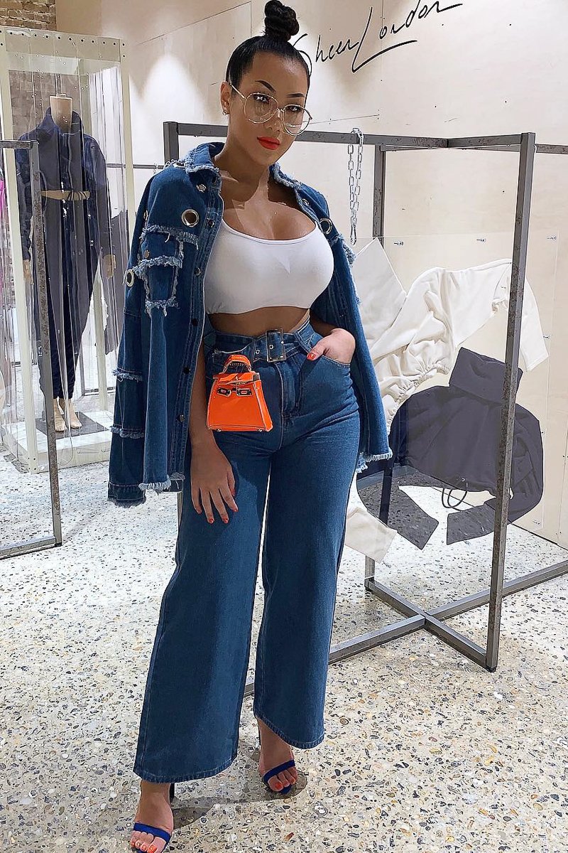 Mid Wash Denim Frayed Eyelet Detail Jacket - Daytona-Jackets