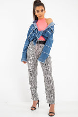 Mid Wash Denim Frayed Studded Detail Jacket - Ashira-Jackets