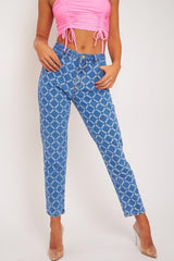 Mid Wash Denim Savage Slogan Print Mom Jeans - Clarisse-Jeans