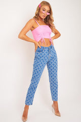 Mid Wash Denim Savage Slogan Print Mom Jeans - Clarisse-Jeans