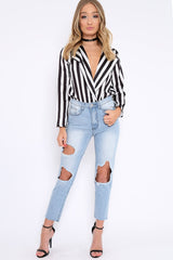 Mid Wash Extreme Open Knee Mom Jeans - Jessie-Jeans