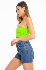 Mid Wash Raw Hem High Waist Denim Shorts - Atlanta-Shorts