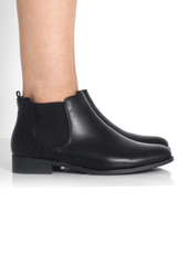 Mila Black PU Ankle Boots-Boots