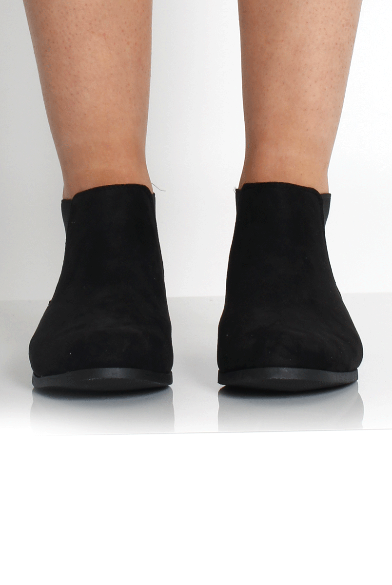 Mila Black Suede Ankle Boots-Boots