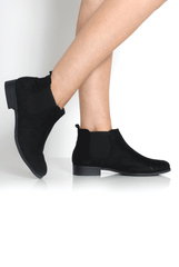Mila Black Suede Ankle Boots-Boots