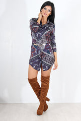 Miley Purple Paisley Print Shirt Dress-Dresses