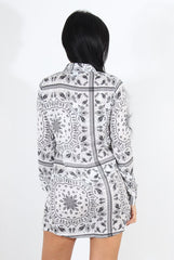Miley White Paisley Print Shirt Dress-Dresses