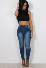 Millie Black Ribbed High Neck Crop Top-Crop Tops