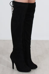 Milo Black Suede Over The Knee Boots-Boots