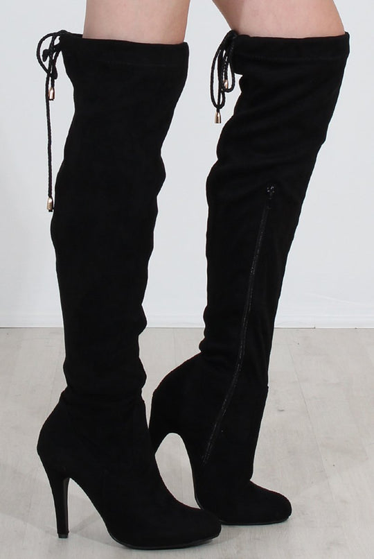 Milo Black Suede Over The Knee Boots