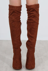Milo Mocha Over The Knee Boots-Boots