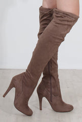 Milo Tan Suede Over The Knee Boots-Boots