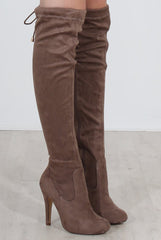 Milo Tan Suede Over The Knee Boots-Boots
