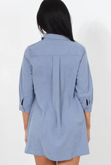 Mina Blue Button Front Shirt-Shirts